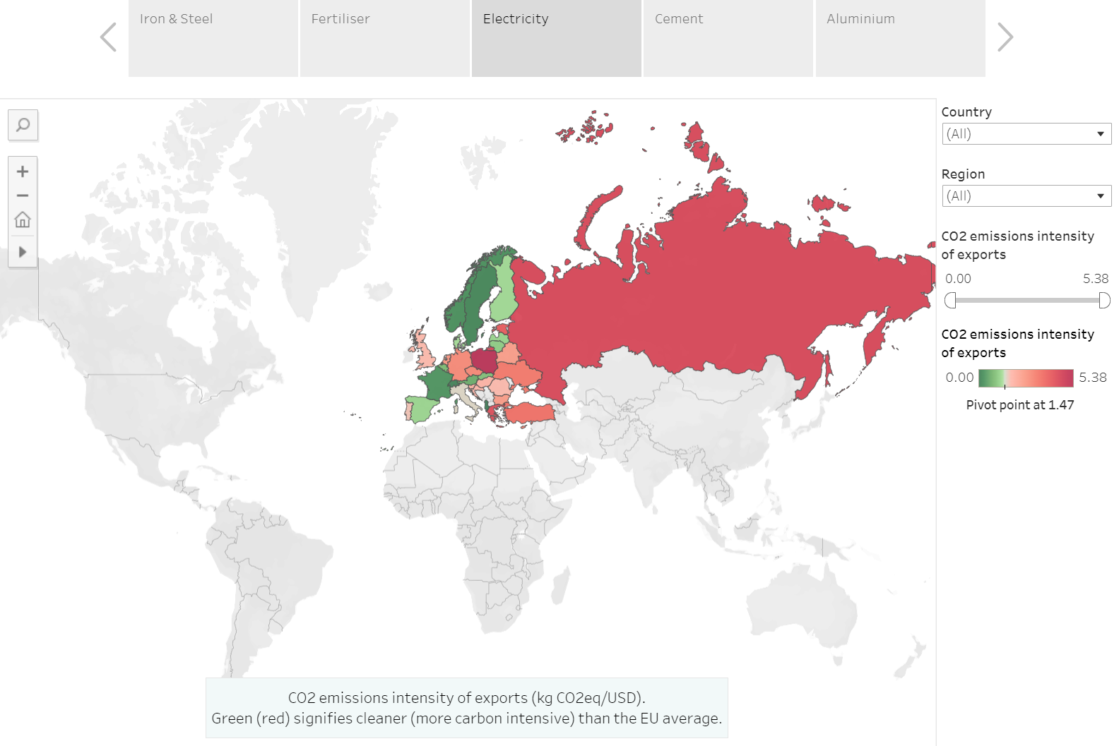 emission intensity map for electricity