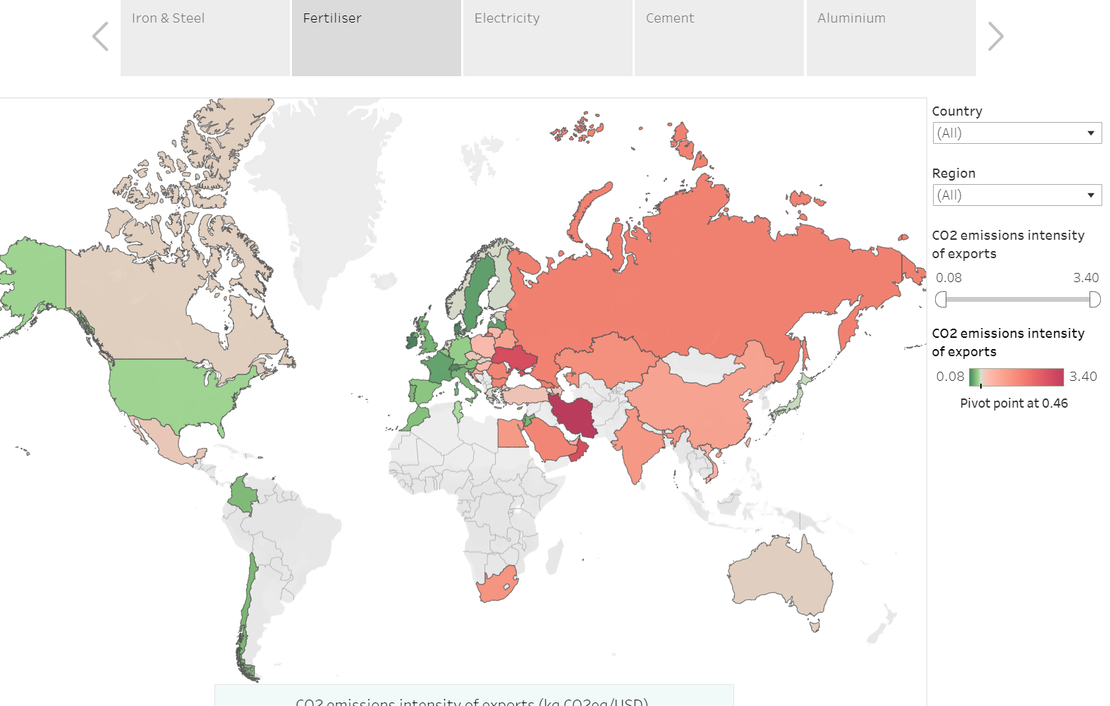 emission intensity map for fertilizer